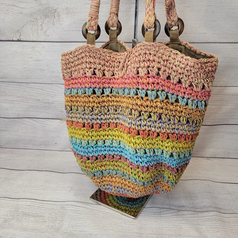 Cappelli Straworld Pastel Multi Color Lined Hobo Bag